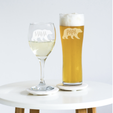 Hampers and Gifts to the UK - Send the Mama and Papa Bear Glass Set